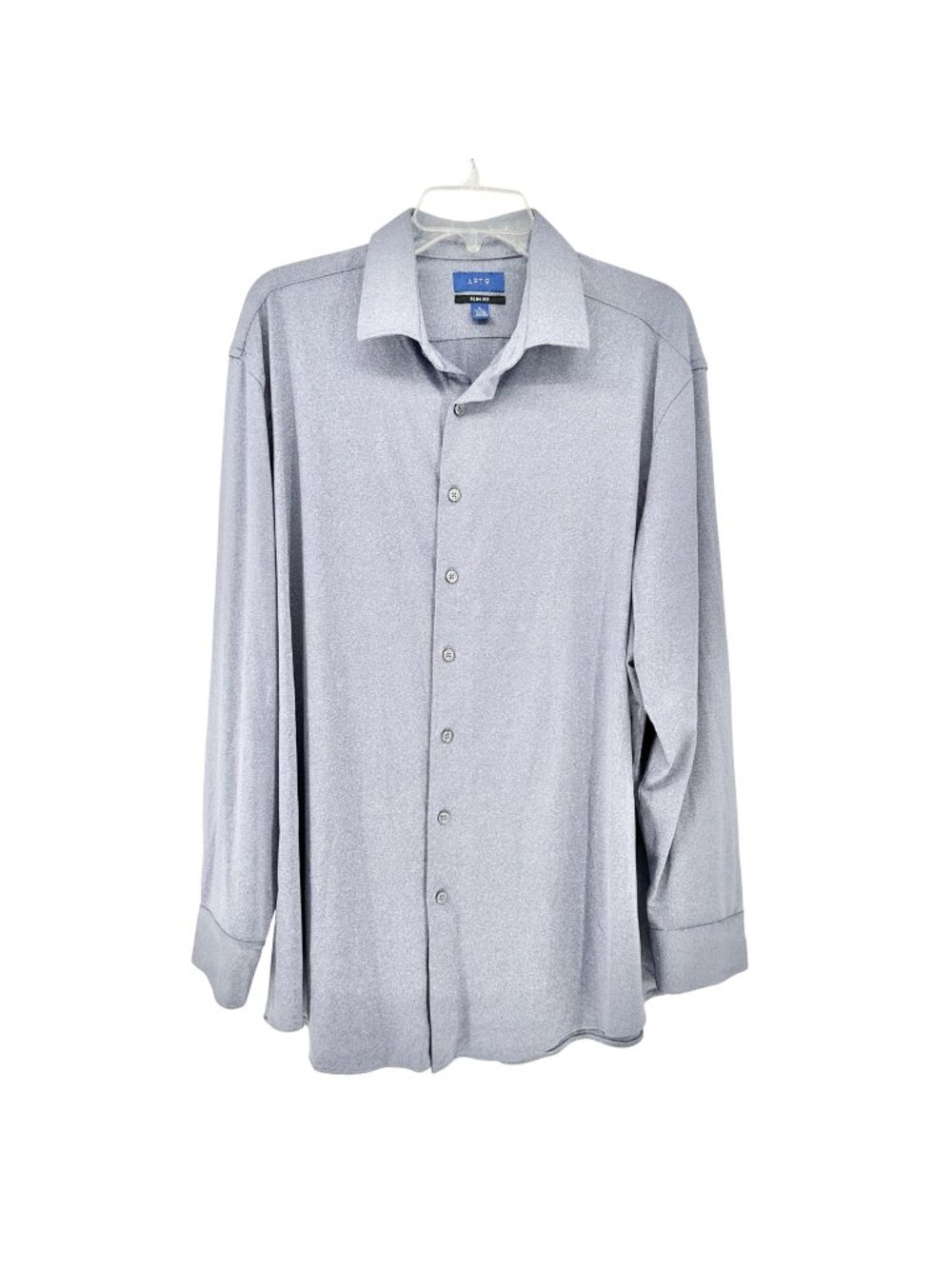 APT 9 Mens Slim Fit Gray Button-Up Dress Shirt XL 17-17.5 34/35 Polyester Blend